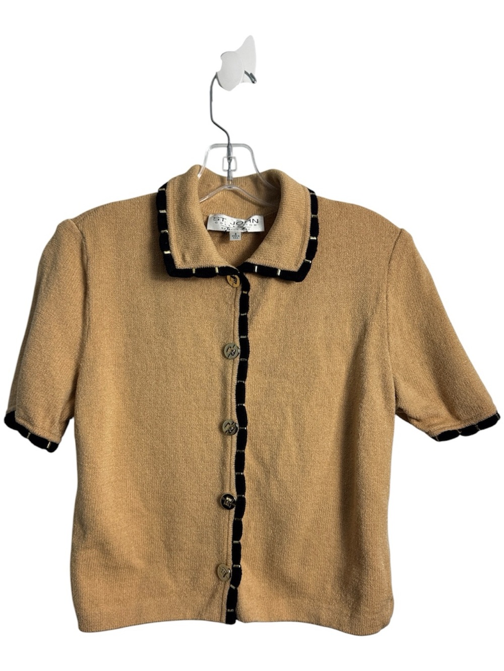 St. John Vintage Short Sleeve Tan Cardigan Sweater Size 8